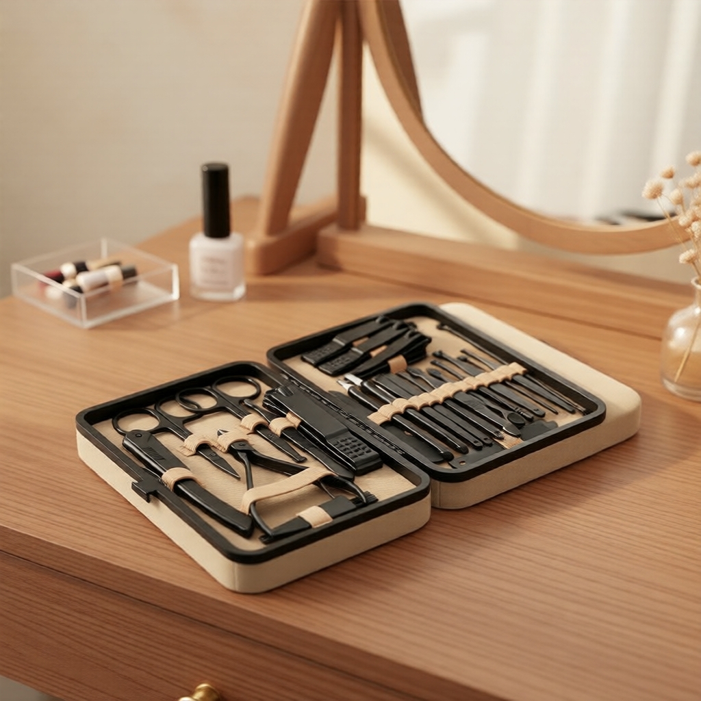 Kit Profissional de Manicure 7/16/24 peças, Conjunto de Cortadores de Unha em Aço Inoxidável, Ferramentas de Cuidados