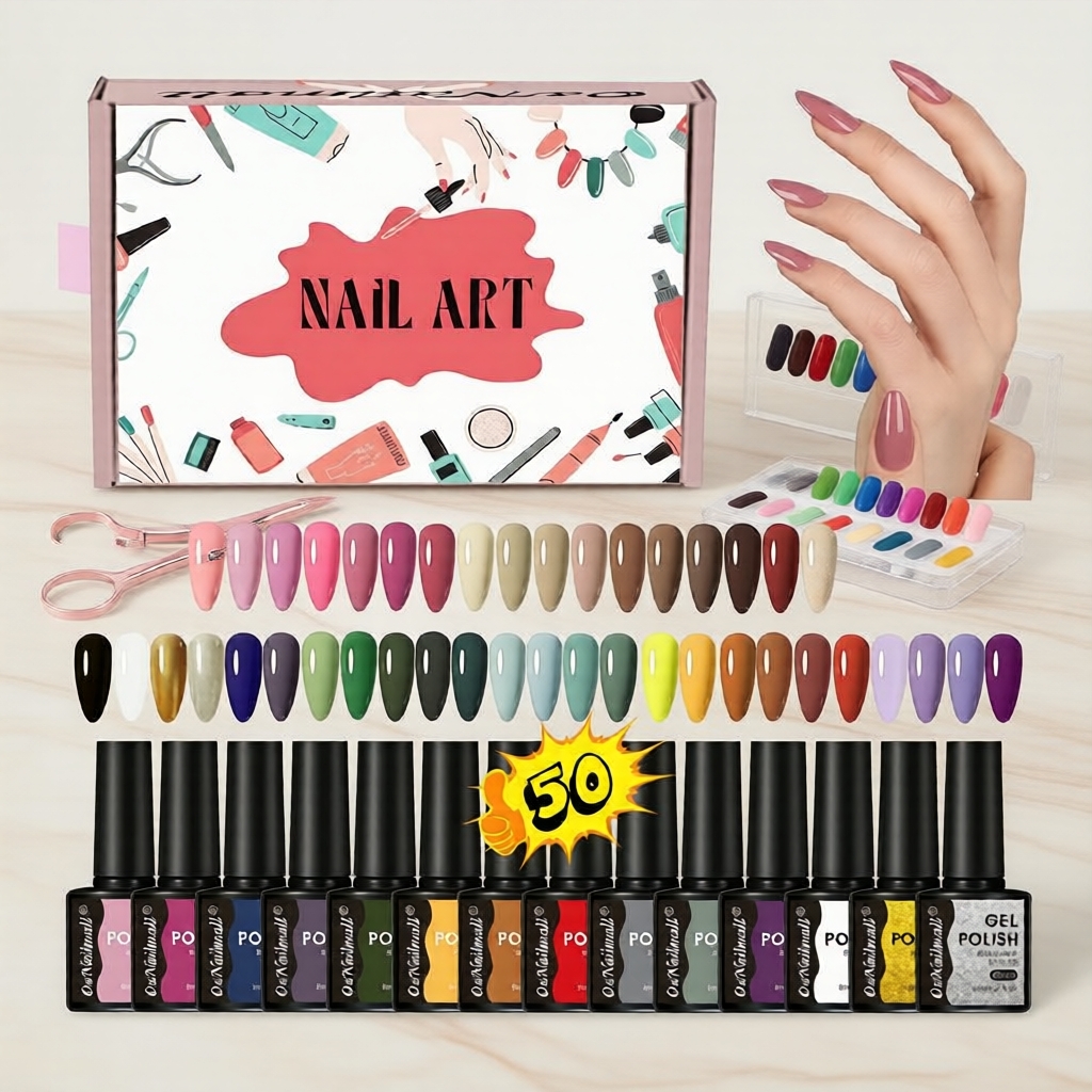  Conjunto de Esmaltes em Gel OsNailmall com 50 Cores - Esmalte Semi-Permanente UV/LED para Unhas de Mergulho
