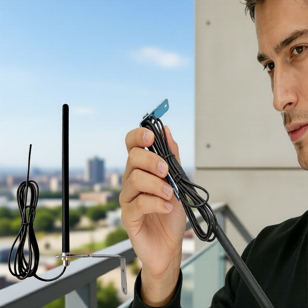 Antena Externa Amplificadora de Sinal de Controle Remoto RF 433,92 MHz para Portão e Porta de Garagem