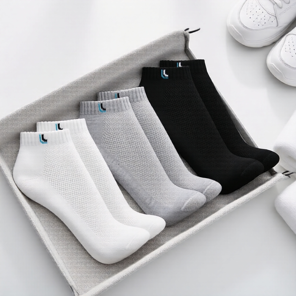  Meias Invisíveis Unissex 6 Pares – Algodão Respirável com Malha Ventilada, Curtas, para Homens & Mulheres –