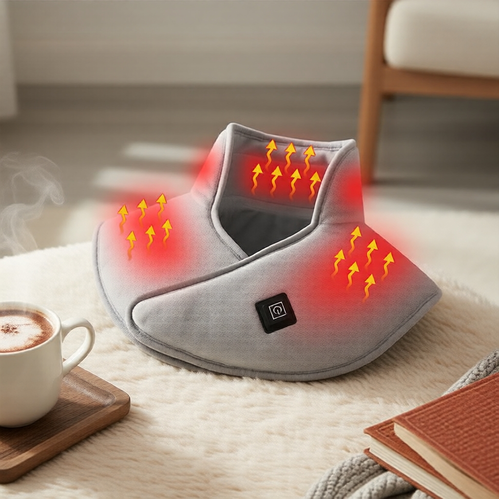 Manta Cinza USB Aquecida, Cachecol Elétrico para Pescoço e Ombros para Aquecimento e Alívio da Dor