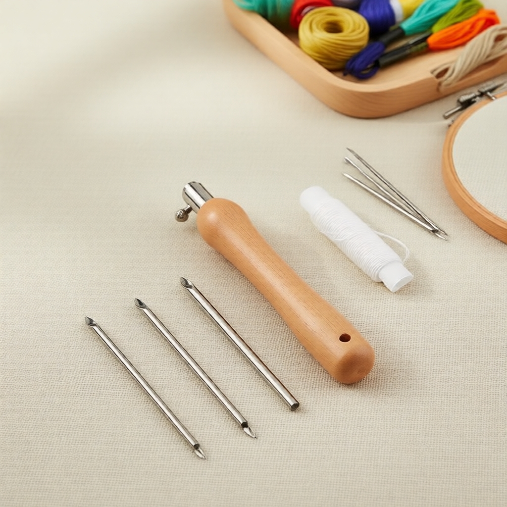 Conjunto de Agulhas de Bordado a 5 peças para lã, ferramenta grossa, caneta de bordado feliz com presilha de cintura e