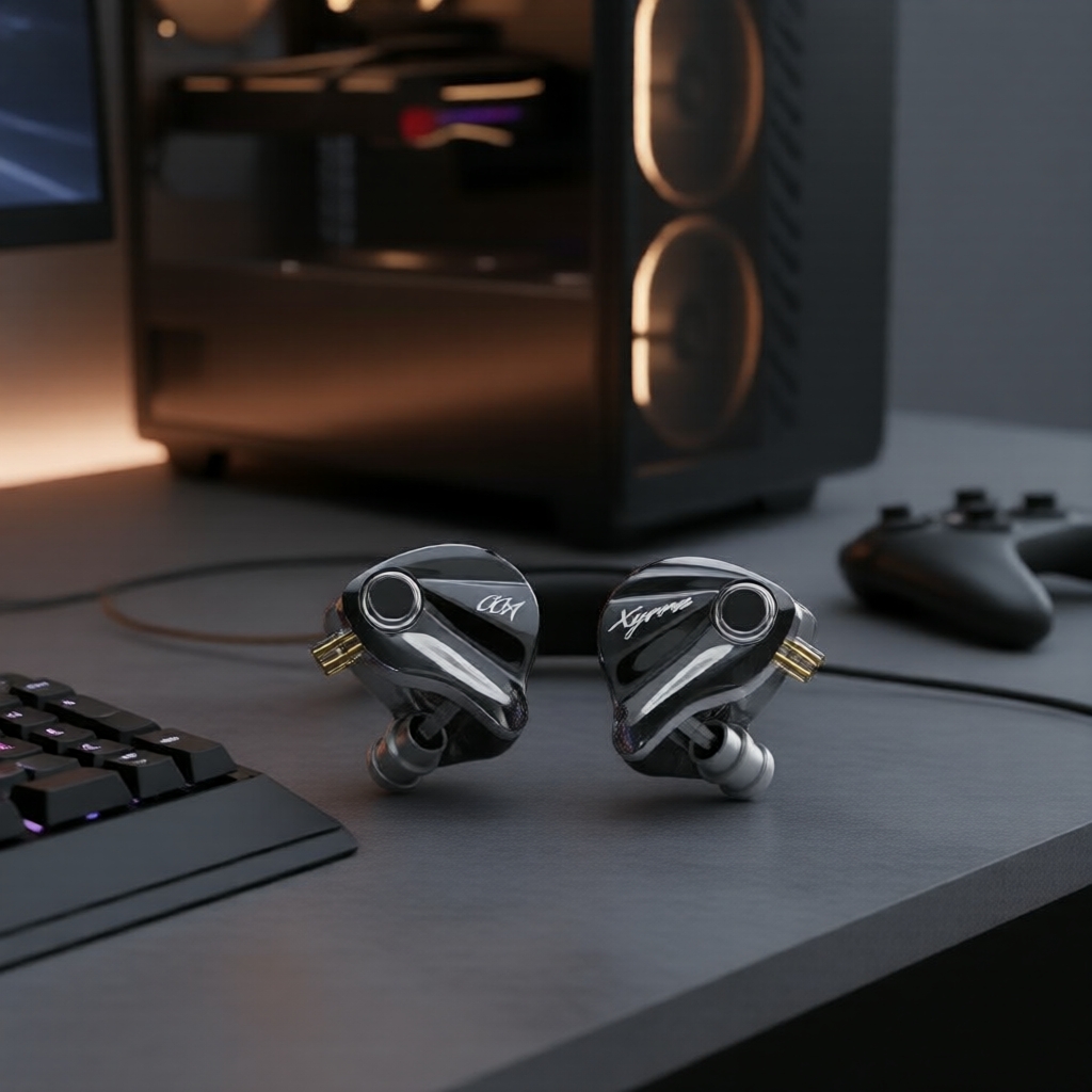 CCA Xyrra HiFi Fones de Ouvido com Fio 1DD+1BA, Fones IEM de Metal, Cancelamento de Ruído, Fones de Ouvido Gamer para