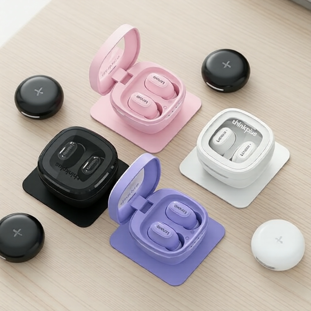 Fones de Ouvido Sem Fio Lenovo Thinkplus XT62, Bluetooth 5.3, Cancelamento de Ruído ENC, Bateria 20H, Esportivo à Prova