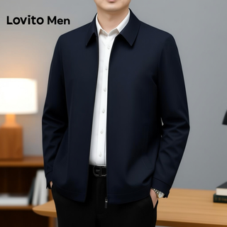 Lovito Casaco Masculino com Zíper Elegante para Inverno Azul-marinho Blazer para Homens LNE122170 em Oferta na Shopee