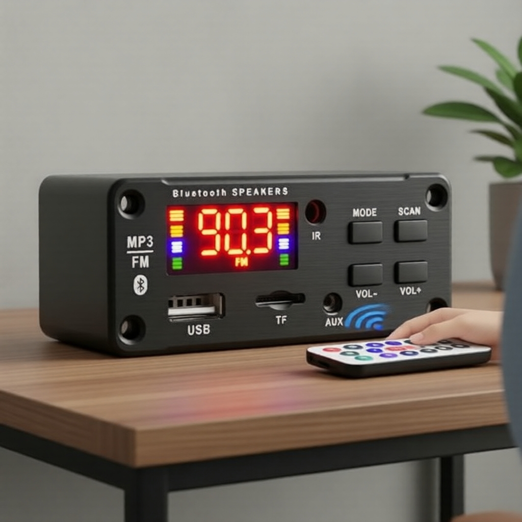 Placa Amplificadora Bluetooth 6V-12V Classe D, Controle Remoto, Cabo de Energia e Fios para Falantes Inclusos, Carcaça