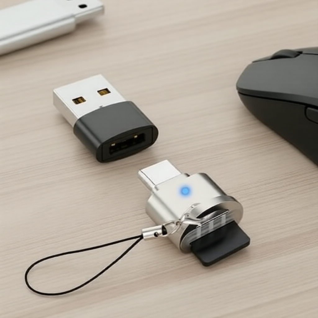 Leitor de cartões Type-C TF/SD com adaptador USB-C para USB, leitor OTG Mepsies