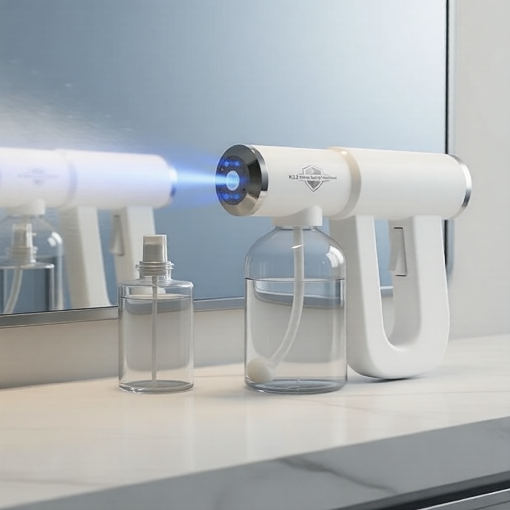 Frasco de spray nano de 300 ml USB sem fio, pistola de vapor de luz azul para modelagem de cabelo em salões