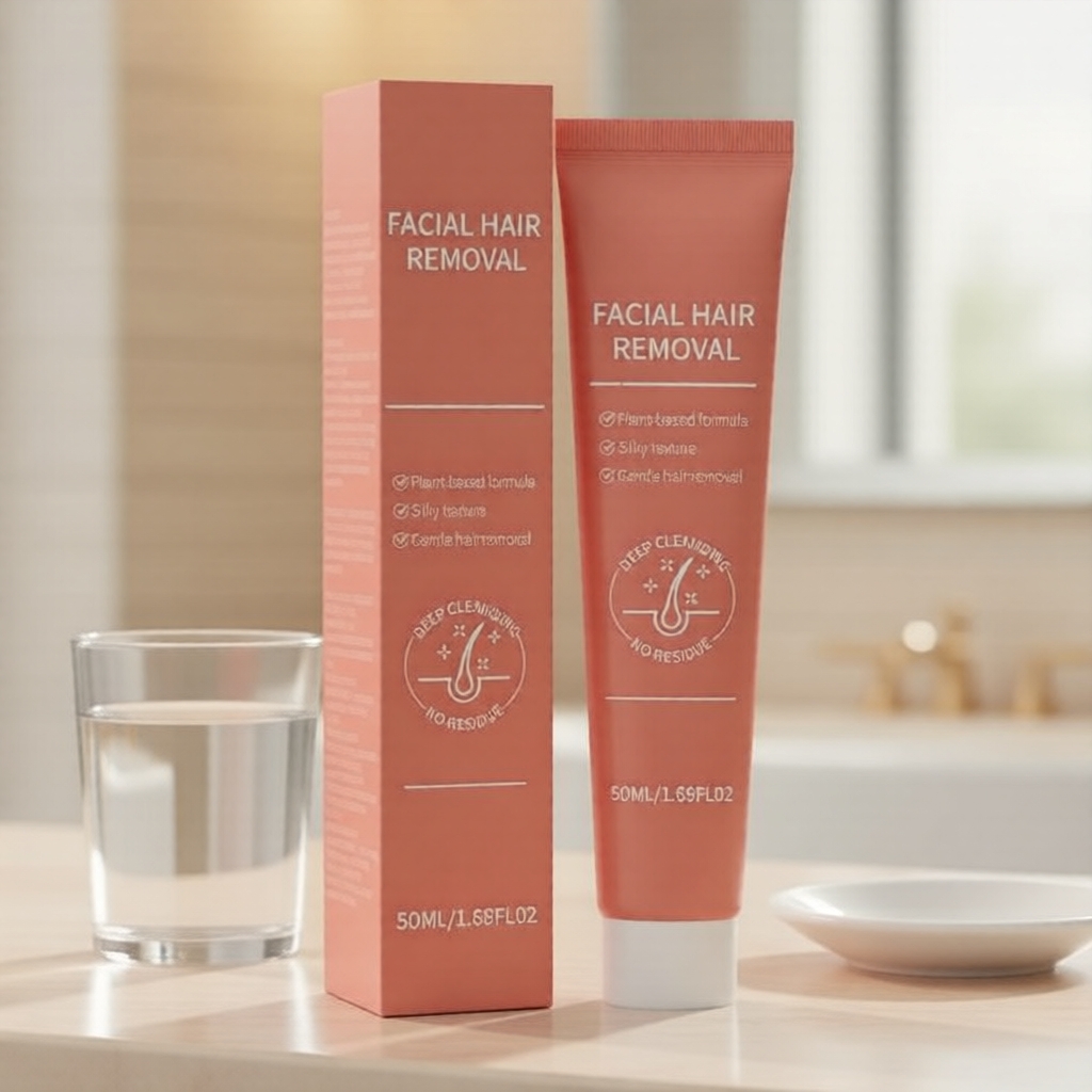 BARUBT Removedor de Pelos Faciais – 1,69FL.OZ Textura Sedosa, Seguro para Peles Sensíveis, Cuidado com Penugem e Buço