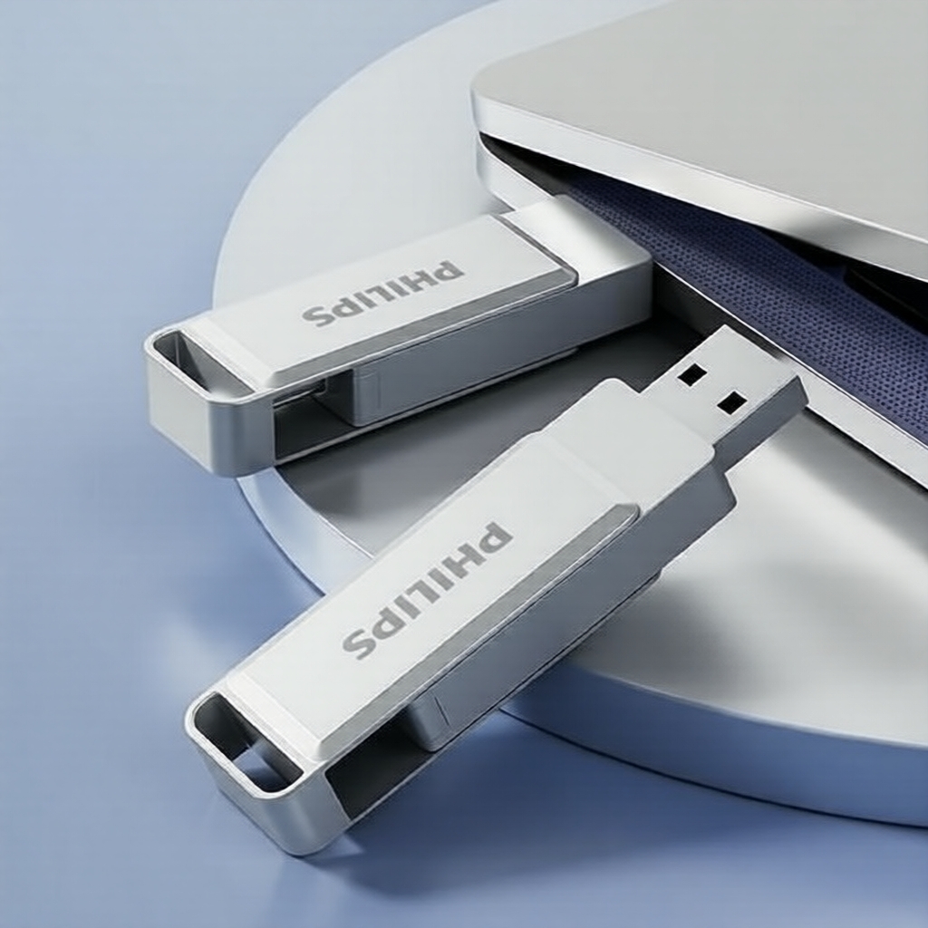 Philips Unidade Flash OTG giratória USB-C USB-A de dupla interface, prata-cinza, portátil