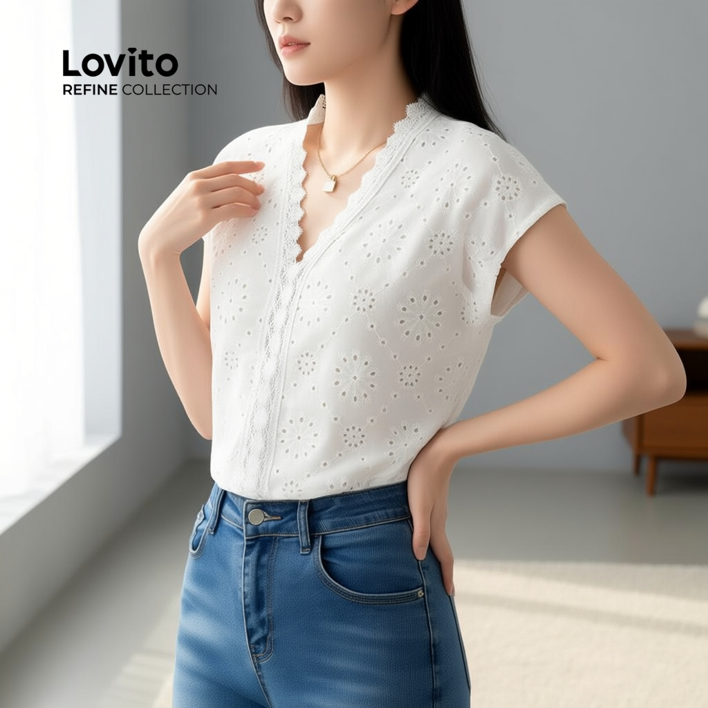 Blusa Boho Feminina Gola Babados Primavera Verão Branco LR23E059