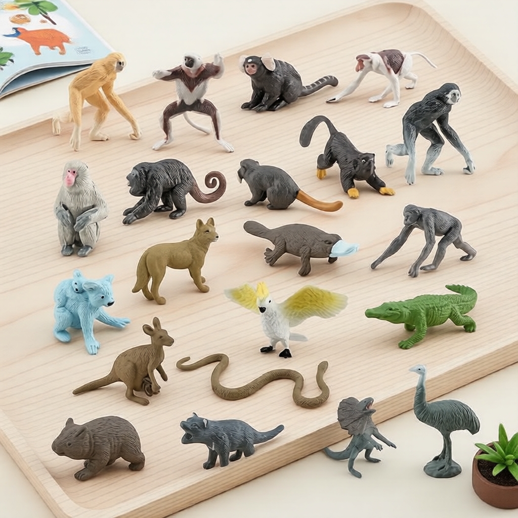 Figuras de Animais Selvagens do Interior Australiano - Brinquedos Educativos de Mesa para Crianças