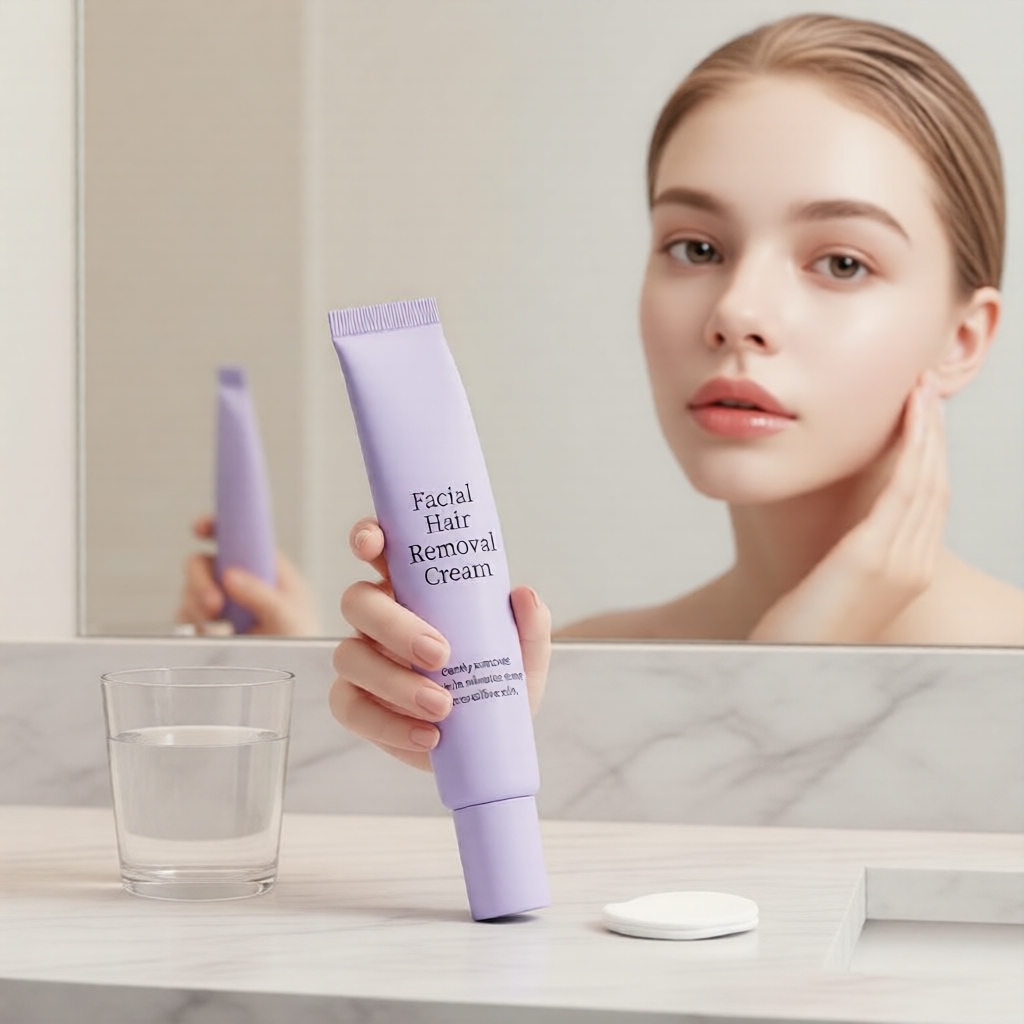 Creme Removedor de Pelos Faciais para Pele Sensível - Remove Pelos Finos e do Buço Sem Dor - 40ml Creme com Sérum