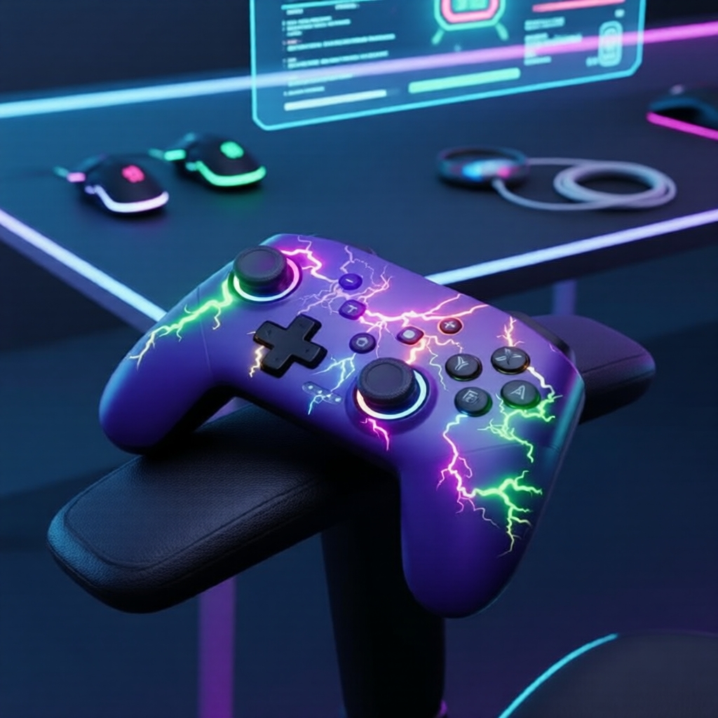 Controlador RGB sem fio para Nintendo Switch com bateria de 1000mAh, gamepad programável para Switch/Lite/OLED,