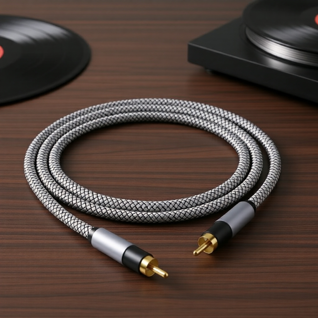 Cabo de Áudio Coaxial RCA 90 Graus 75Ω Macho para Macho para SPDIF, Hi-Fi, TV e Soundbar