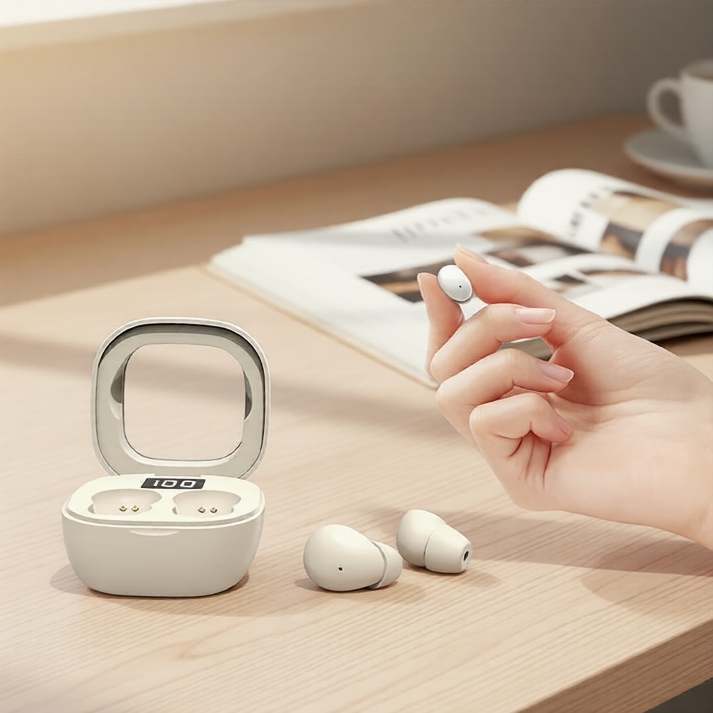 Fones de Ouvido Invisíveis SK19 TWS, Estéreo Intra-Auricular com Cancelamento de Ruído, Fones de Ouvido Bluetooth Sem