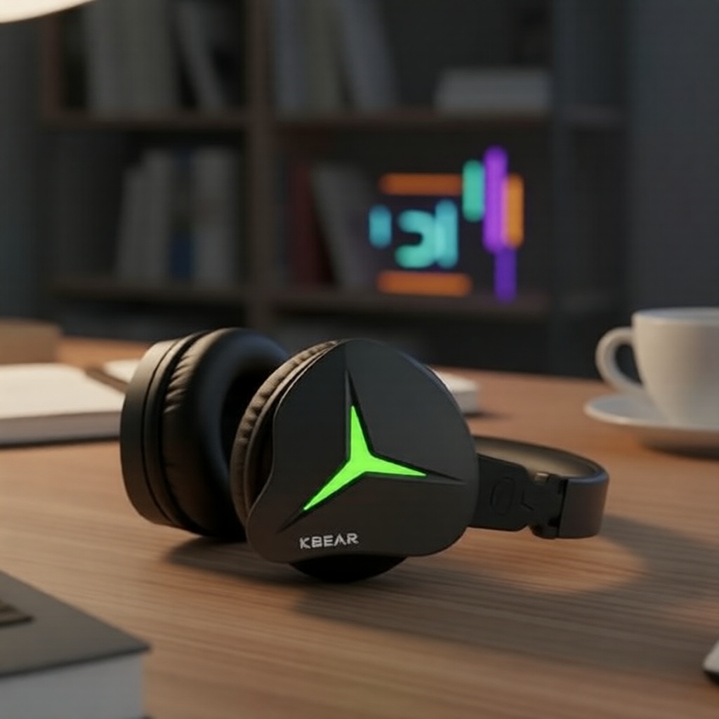 KBEAR Venus Fones de ouvido gamer com fio USB-C, driver de 10 mm, luzes LED, chip DSP, ultra baixa latência e chamada HD