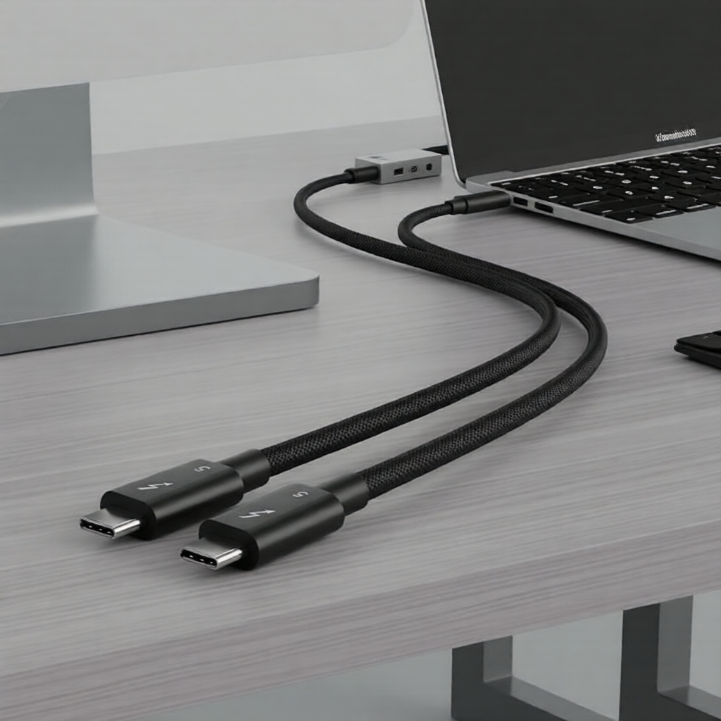 Cabo Thunderbolt 5 USB-C 120 Gbps 240 W: 8K/4K, PD 3.1, trançado, para MacBook, iPhone 17 e mais