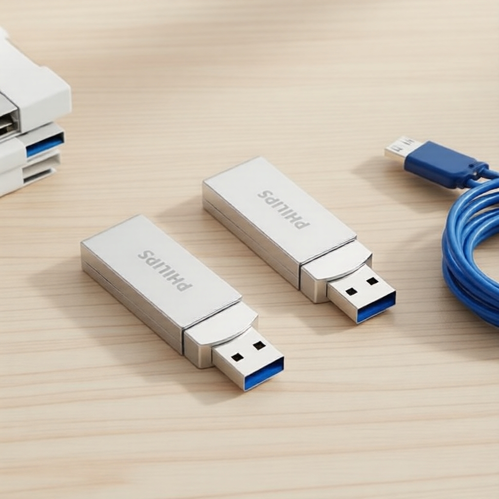 Philips 16GB-256GB Pendrive de Metal com USB 3.2 de Alta Performance, Design Giratório para Computador