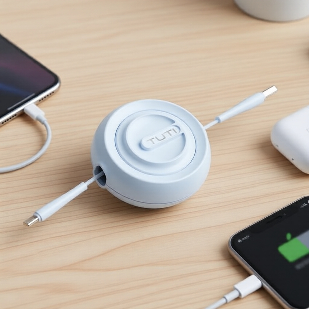 Cabo USB-C retrátil 15W 3A PD, carregador rápido para iPhone 15/Pro/Plus/Pro Max, MacBook e iPad Pro da TUTI (0,008m)