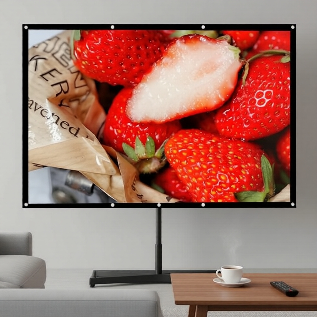 Tela de Projeção Dobrável 150 polegadas 16:9, Portátil, Branca, Lavável, Ideal para Home Theater e Acampamento