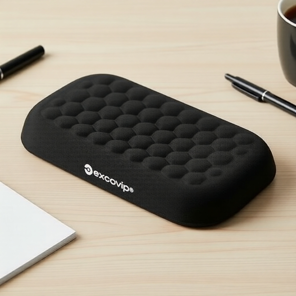 Essencial para Escritório: Apoio Ergonômico para Pulsos excovip Preto – Macio e Antiderrapante para Laptops e PCs