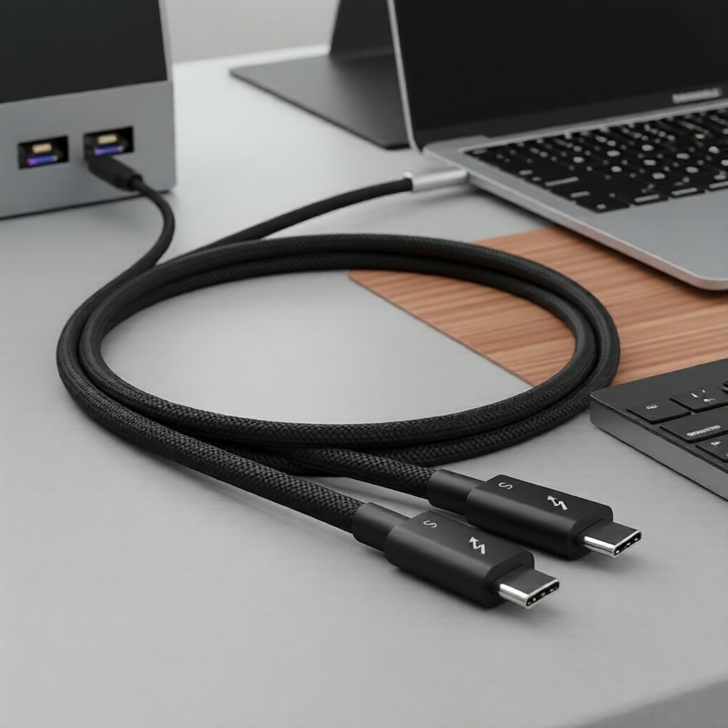 Cabo Thunderbolt 5 USB-C de 240 W: 120 Gbps, 8K/4K, PD 3.1, trançado para iPhone 17 Pro Max, MacBook e USB-C
