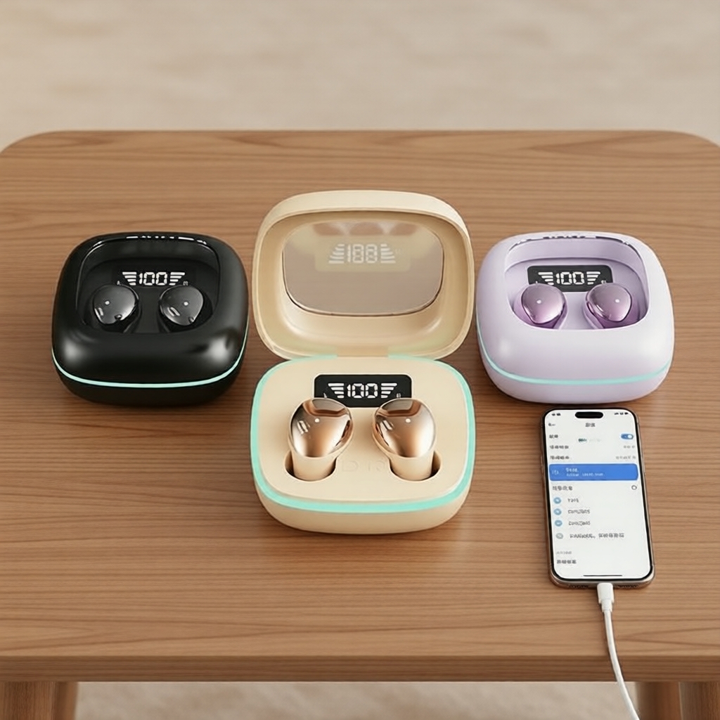 Fones de ouvido TWS Mini Sleep B51, fones de ouvido Bluetooth sem fio, microfone e cancelamento de ruído, fones de