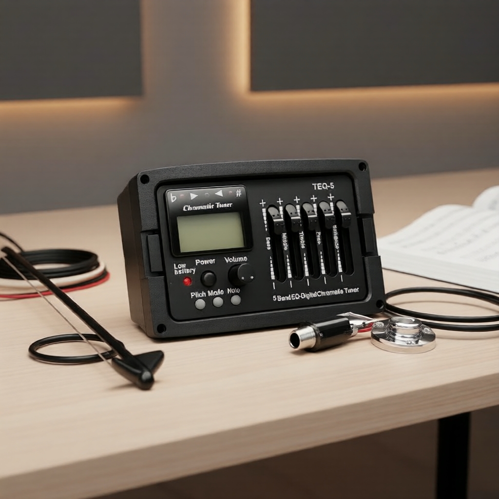 Kit Captador para Violão Acústico: Equalizador 2/3/4 bandas, Pré-amplificador, Microfone, Display LCD, Afinador,