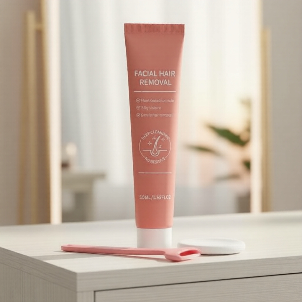 Creme Depilatório Facial BARUBT – 50 ml Creme Removedor de Pelos Suave de Origem Vegetal para Lábios, Queixo e Pelos