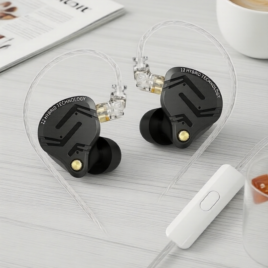 KZ ZS12 PRO X Fones Intra-Auriculares Gamer 1DD+5BA Híbridos, Monitores de Áudio com Fio HiFi, Fones de Ouvido, Cabo de