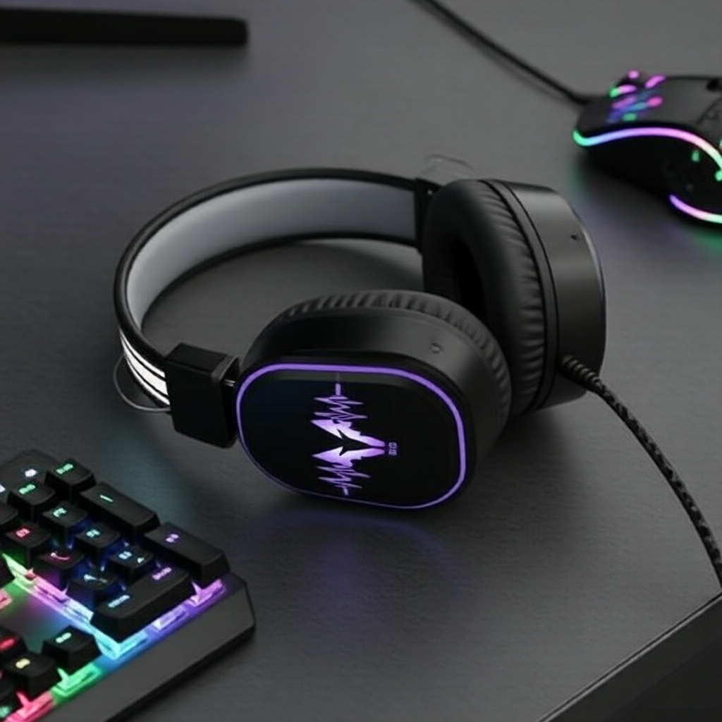 Fone de ouvido gamer com fio DS-100, cor preta, iluminação luminosa, subwoofer com graves, áudio estéreo, HiFi, para