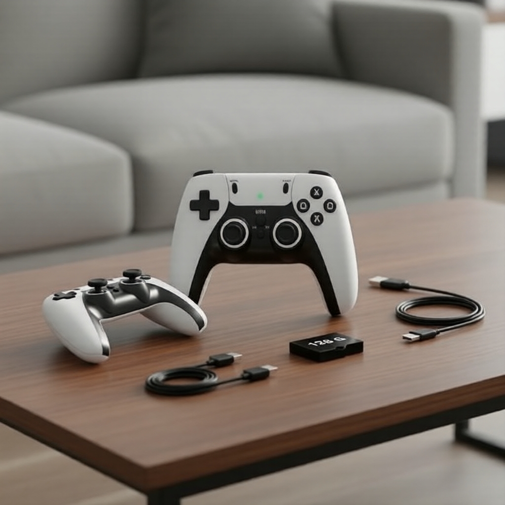 Bastão de Videogame M15 4K TV 64GB com 20.000 Jogos Retro Integrados e Controle Sem Fio