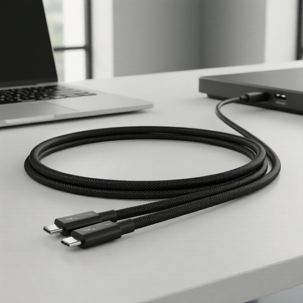 Cabo USB-C Thunderbolt 5 PD3.1 240W: 120Gbps/80Gbps, trançado, 8K/4K, para MacBook, iPhone 17 & USB-C