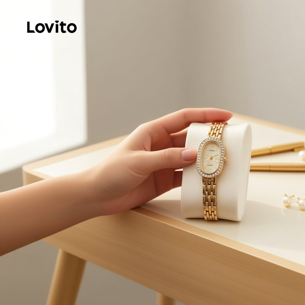 Lovito Relógio Elegante com Strass Quartzo LFA99128