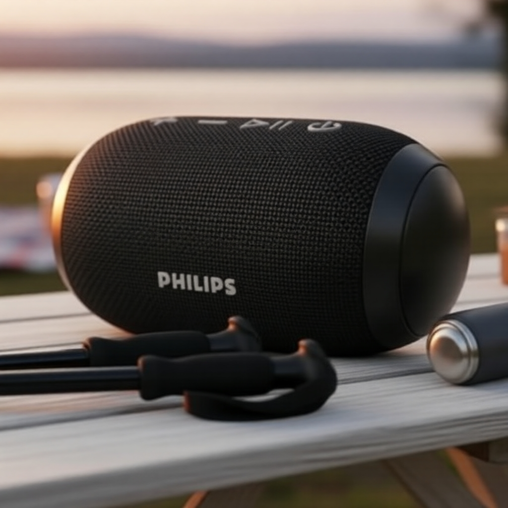 Philips TAS3209 Caixa de Som Portátil para Ambiente Externo, Bluetooth, Super Graves, À Prova d'Água e Microfone Incluso