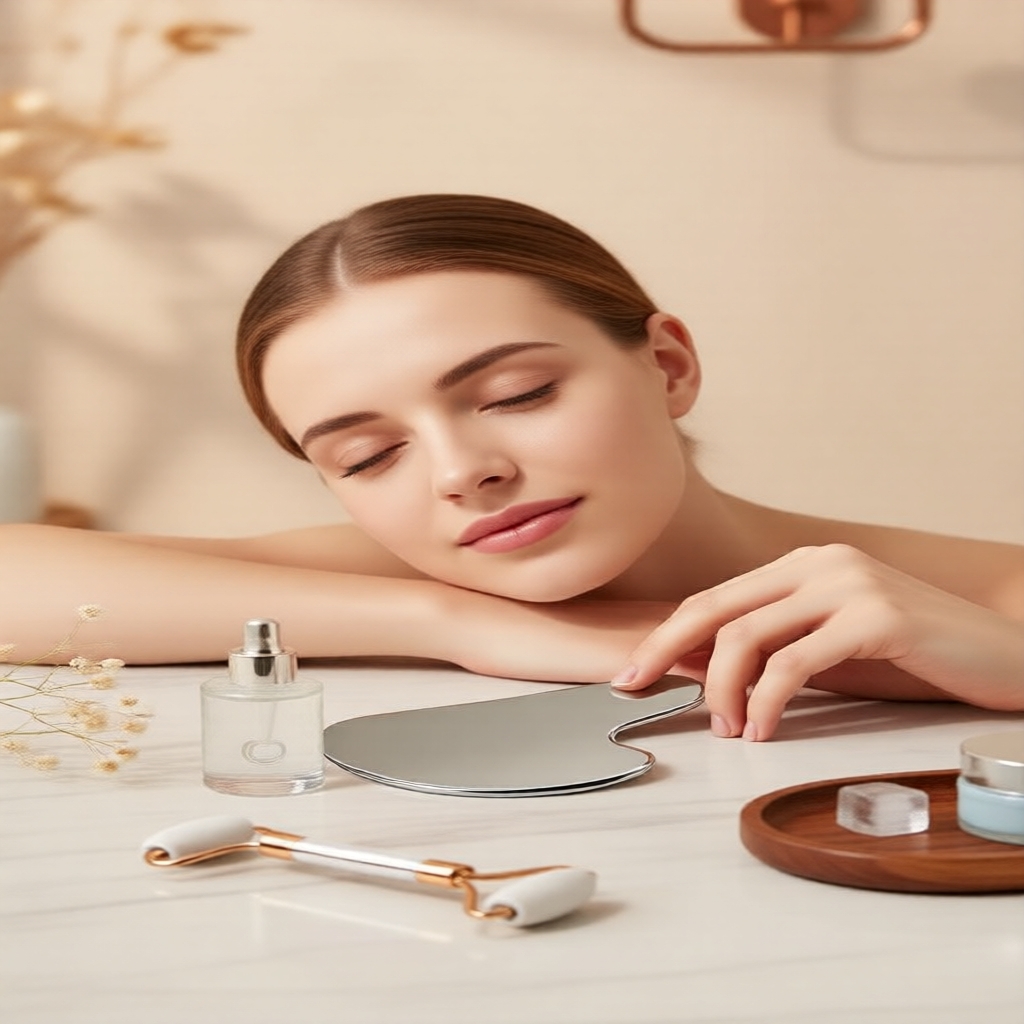 Raspador Facial e Corporal Dolphin-Heart de Aço Inoxidável com Suporte de Armazenamento