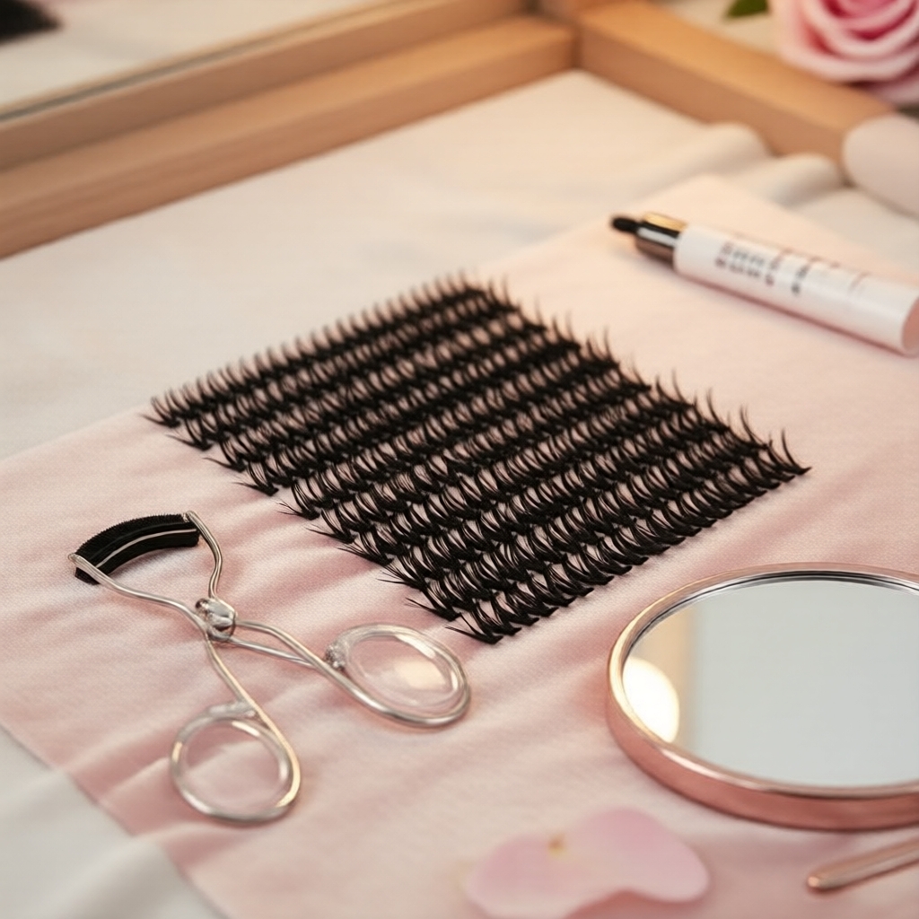 Kit de Cílios em Cacho D Curl 200 peças, 30D 40D, tamanhos 9-16 mm, com cola e ferramentas para aplicação caseira