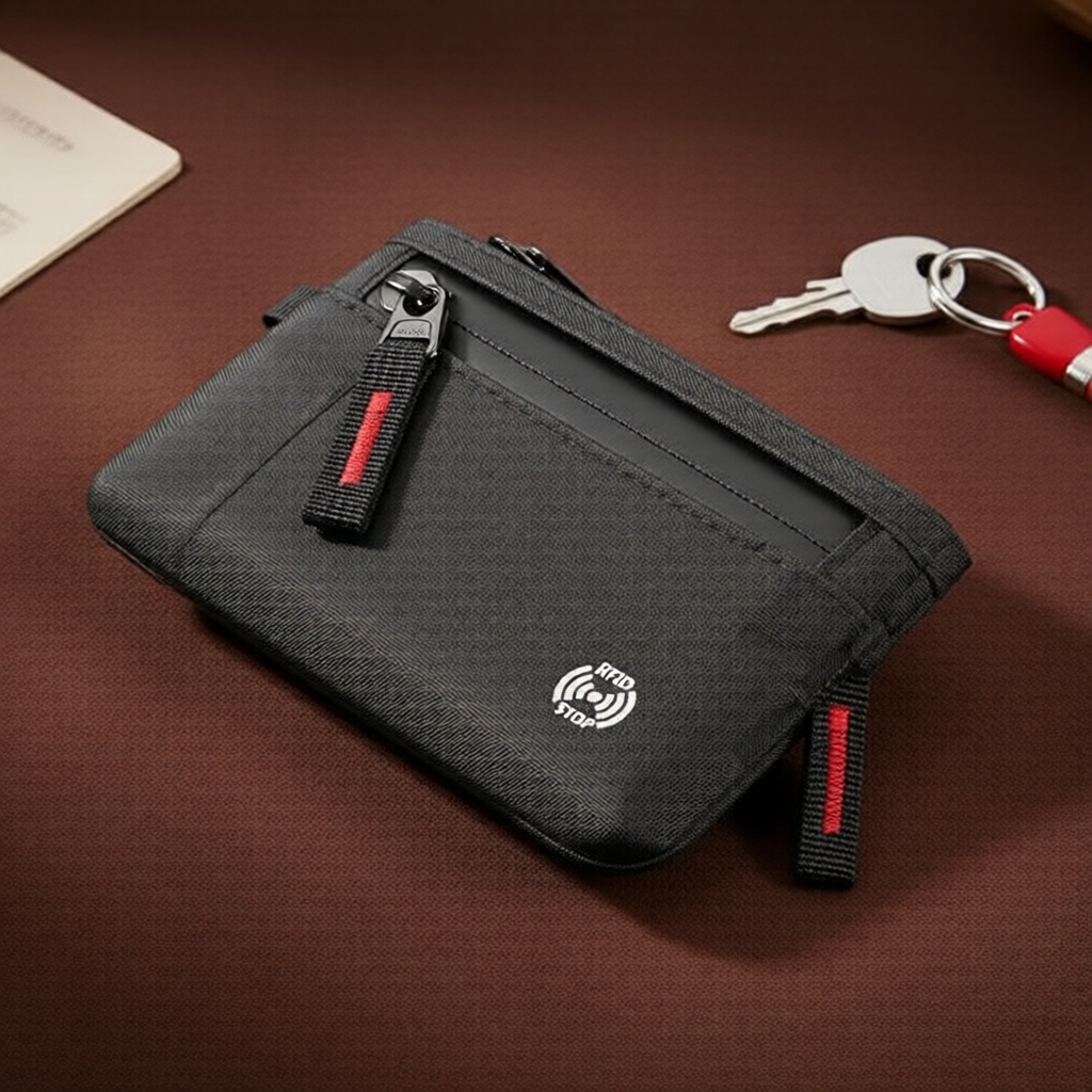Carteira Masculina à Prova D'água, Proteção RFID, Bolso com Zíper para Moedas e Amplos Compartimentos para Cartões
