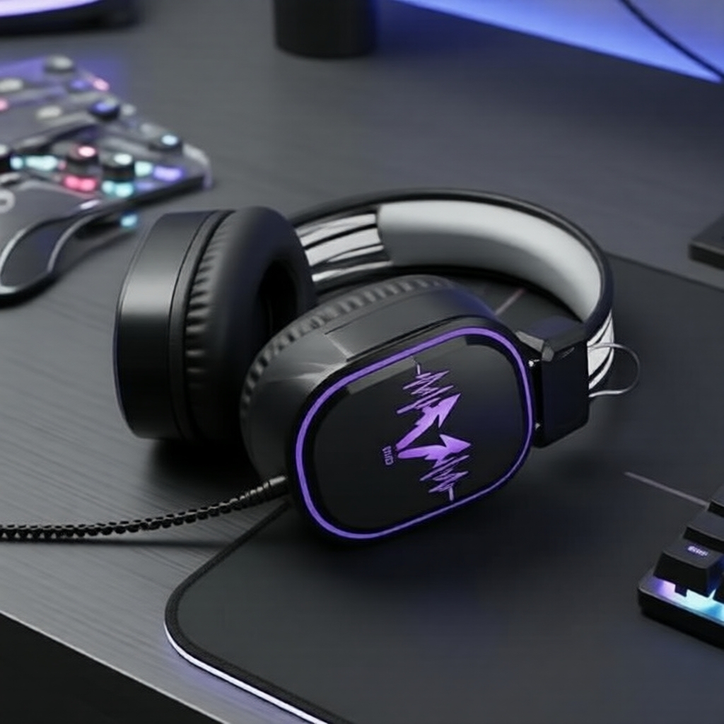 Fones de Ouvido Gamer Estéreo DS-100, Fones com Fio Preto, Luzes Luminosas, Graves Subwoofer, Áudio HiFi, Jogador