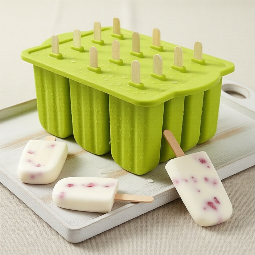 Ferramenta de Sobremesa de Verão: Formas de Picolé de Silicone com 12 Cavidades, Sem BPA, Reutilizáveis e Fácil de