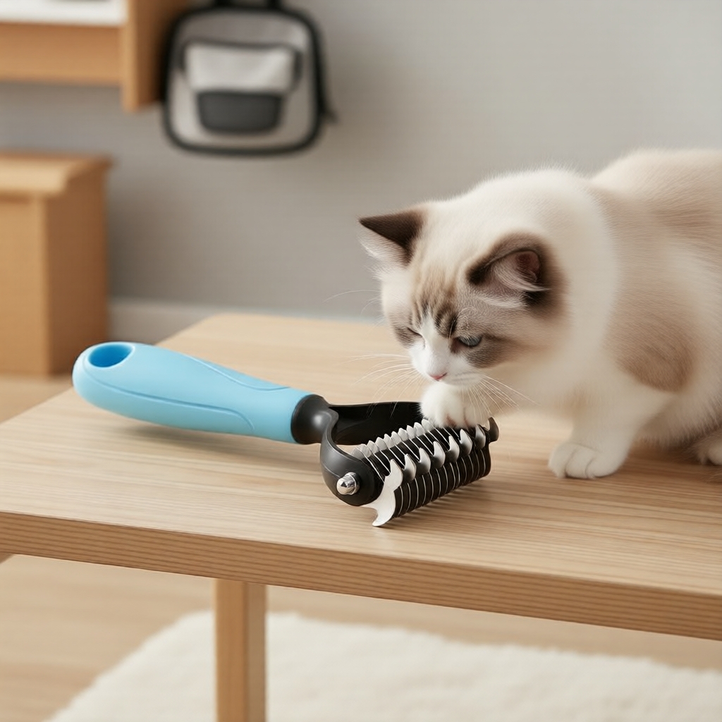 Pente Desembaraçador Suave para Animais de Estimação, Cachorros e Gatos, Raspador de Aço Inoxidável