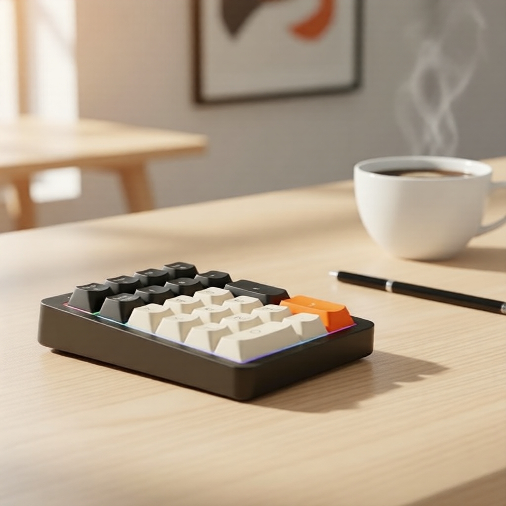 Freewolf M21 Teclado de 21 Teclas com Retroiluminação RGB Recarregável, Dupla Conexão Wireless BT 5.0 / 2.4G