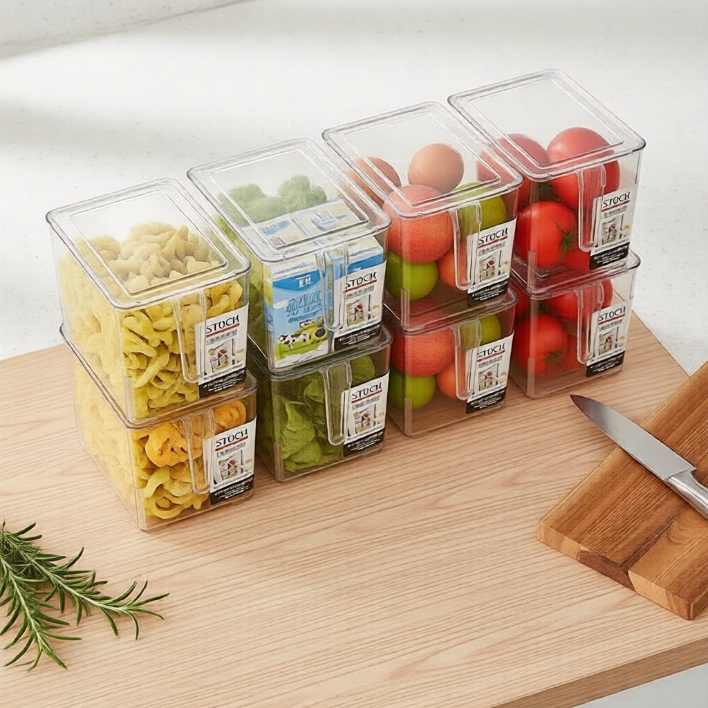 Caixa de Armazenamento de Geladeira Segura para Alimentos, Porta-Ovos para Congelador, Gaveta Transparente para Porta de