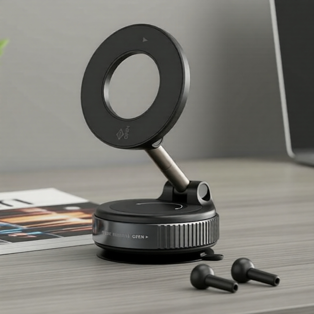 Suporte Magnético 360° de Carro e Mesa para Celular com Base de Ventosa Dobrável