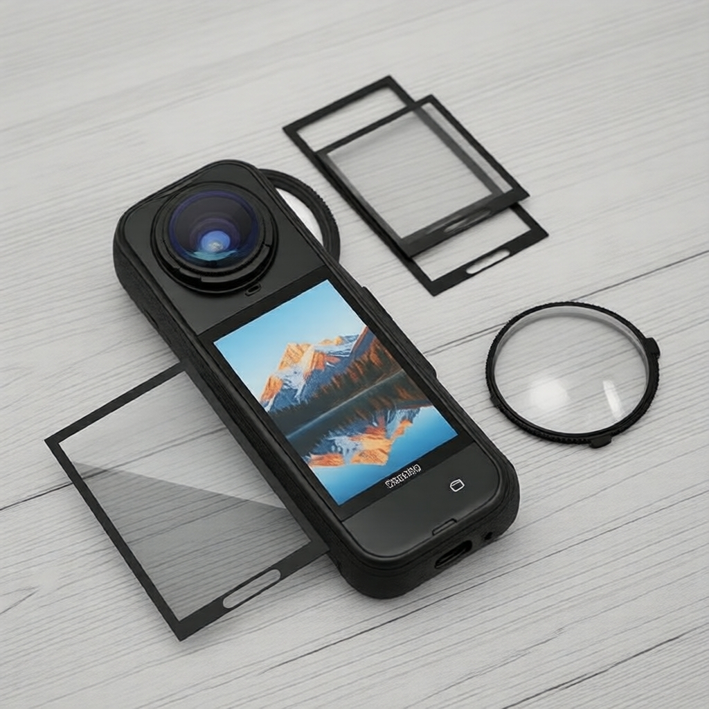 Conjunto de Protetores de Lente para Insta360 X5: 2 Tampas de Lente + 2 Películas de Tela, Capa de Lente Substituta de