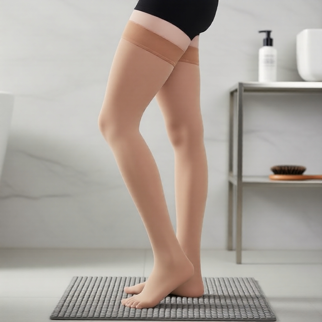 Meias-calças de Compressão Média Venosan Ultraline 4000, Bico Aberto, Até a Coxa, 20-30 mmHg