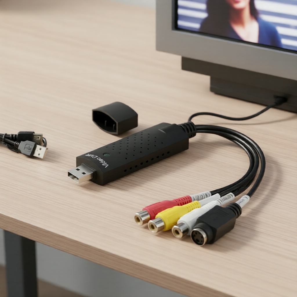 Adaptador de Captura Áudio/Vídeo USB 2.0 VHS/VCR/TV para HDMI Digital, Leitor de Cartão, Windows/Mac