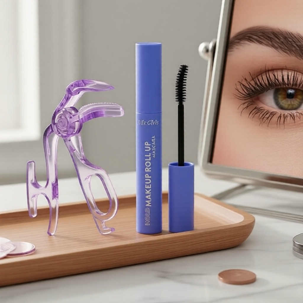 Kit de Maquiagem LIFE GIRL com 2 peças: Rímel e Curvador de Cílios, À Prova D’Água