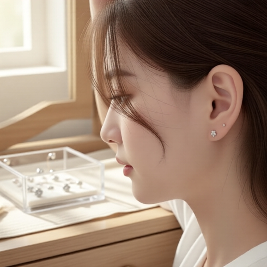Mini brincos de flor estilo coreano para piercing de tragus, confortáveis para dormir, joias femininas